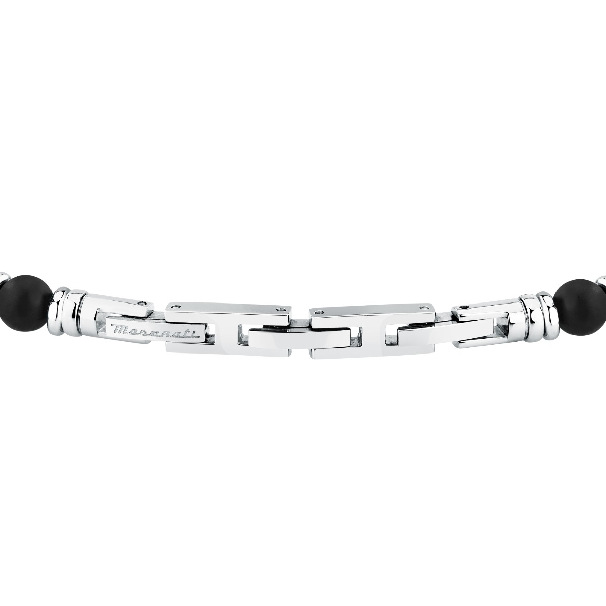 Maserati ICONIC bracelet silver with black beads size 18.5+3CM