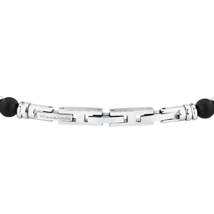 Maserati ICONIC bracelet silver with black beads size 18.5+3CM