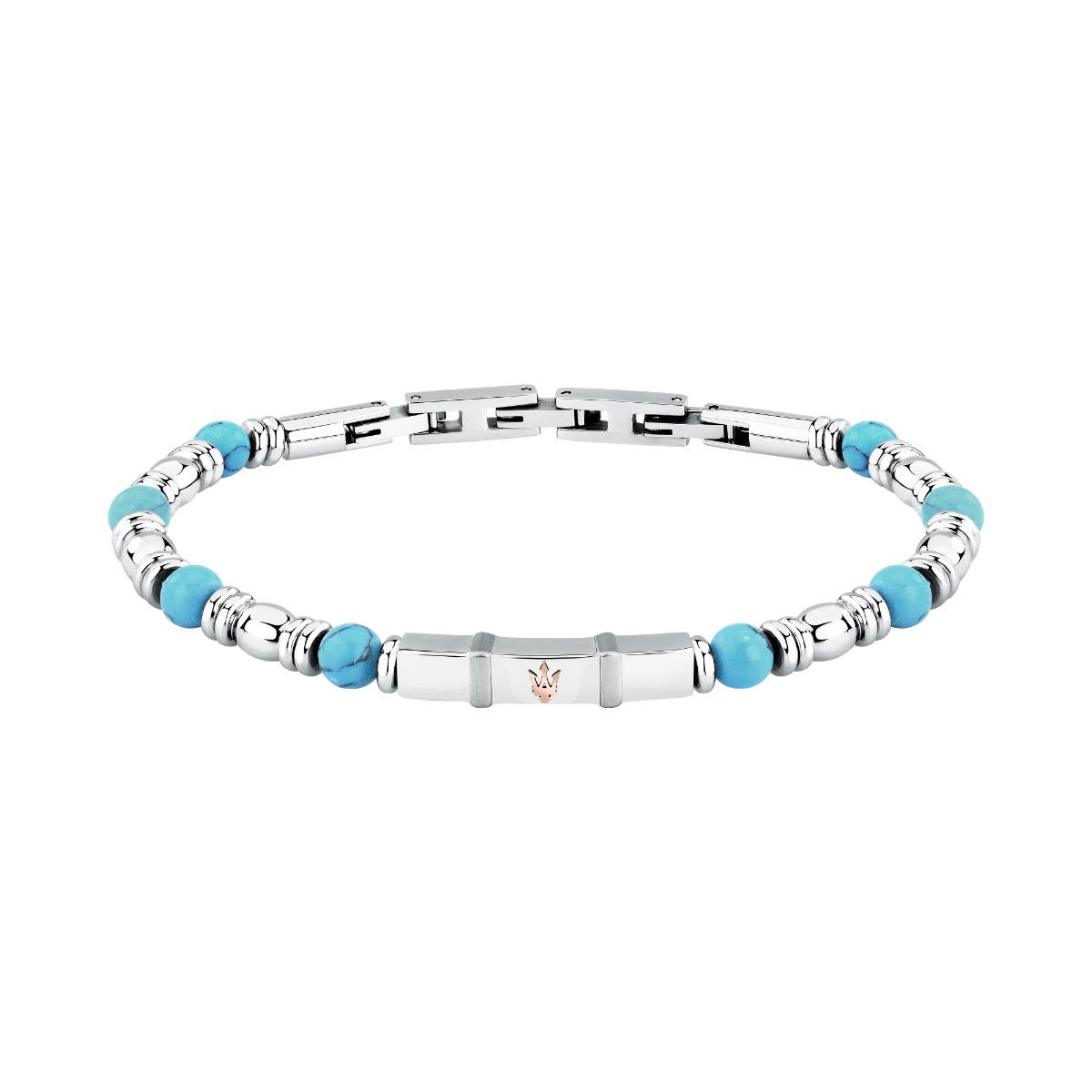 Maserati ICONIC bracelet silver with Turquoise beads size 18.5+3CM