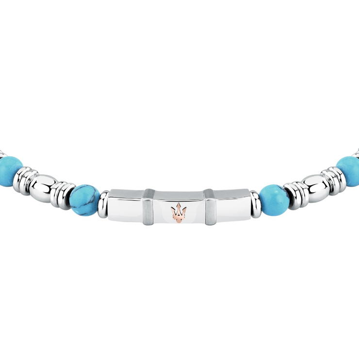 Maserati ICONIC bracelet silver with Turquoise beads size 18.5+3CM