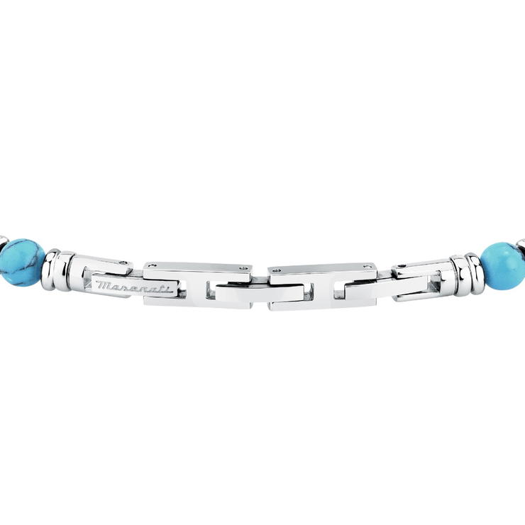 Maserati ICONIC bracelet silver with Turquoise beads size 18.5+3CM