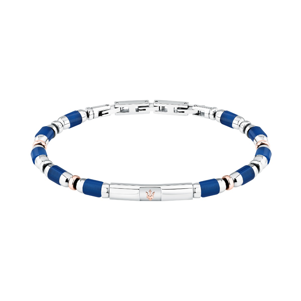 Maserati ICONIC men bracelet silver , Blue size 18.5+3CM