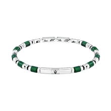 اسوارة ايكونيك من مازيراتى للرجال لون فضى و اخضر مقاس 18+3.5 سم