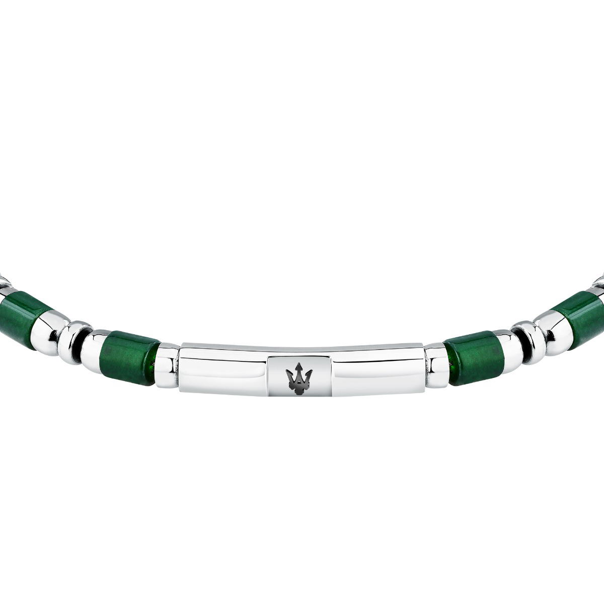 Maserati ICONIC men bracelet silver , Green size 18.5+3CM