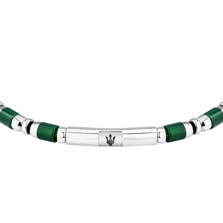 Maserati ICONIC men bracelet silver , Green size 18.5+3CM