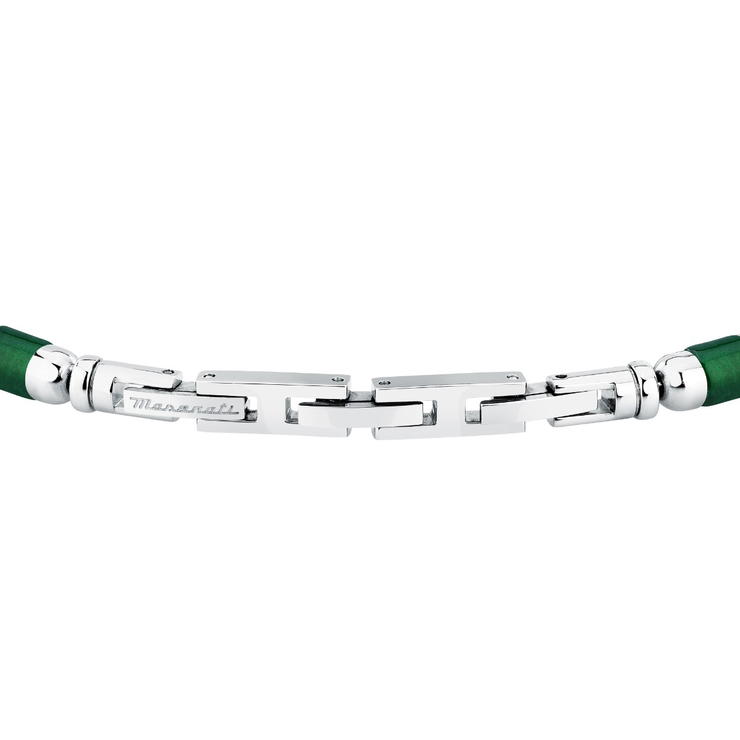 Maserati ICONIC men bracelet silver , Green size 18.5+3CM