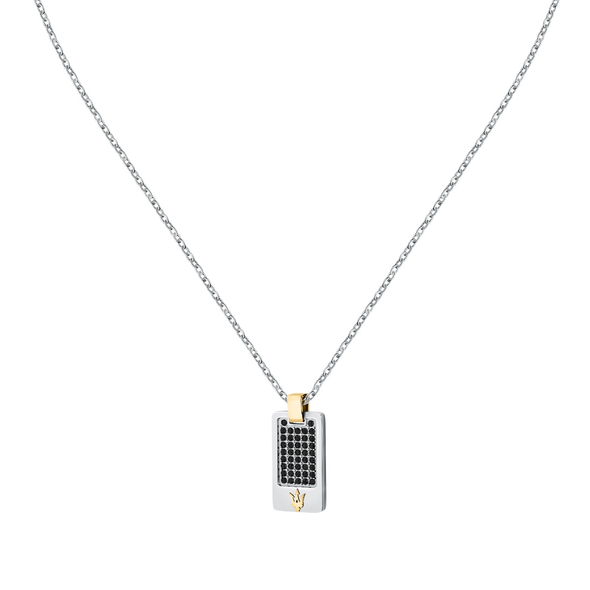 Maserati ICONIC PEND necklace steel black , Gold size 45+5CM