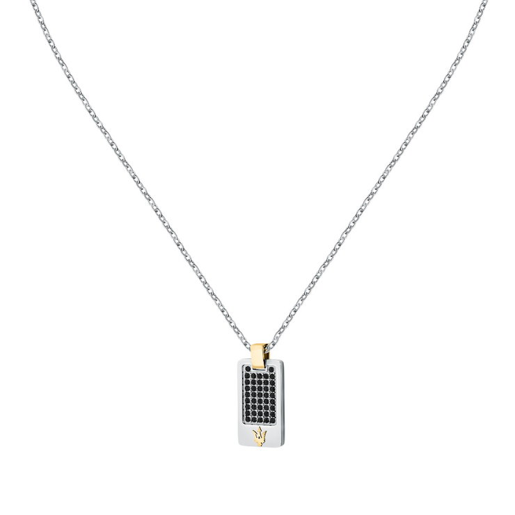 Maserati ICONIC PEND necklace steel black , Gold size 45+5CM