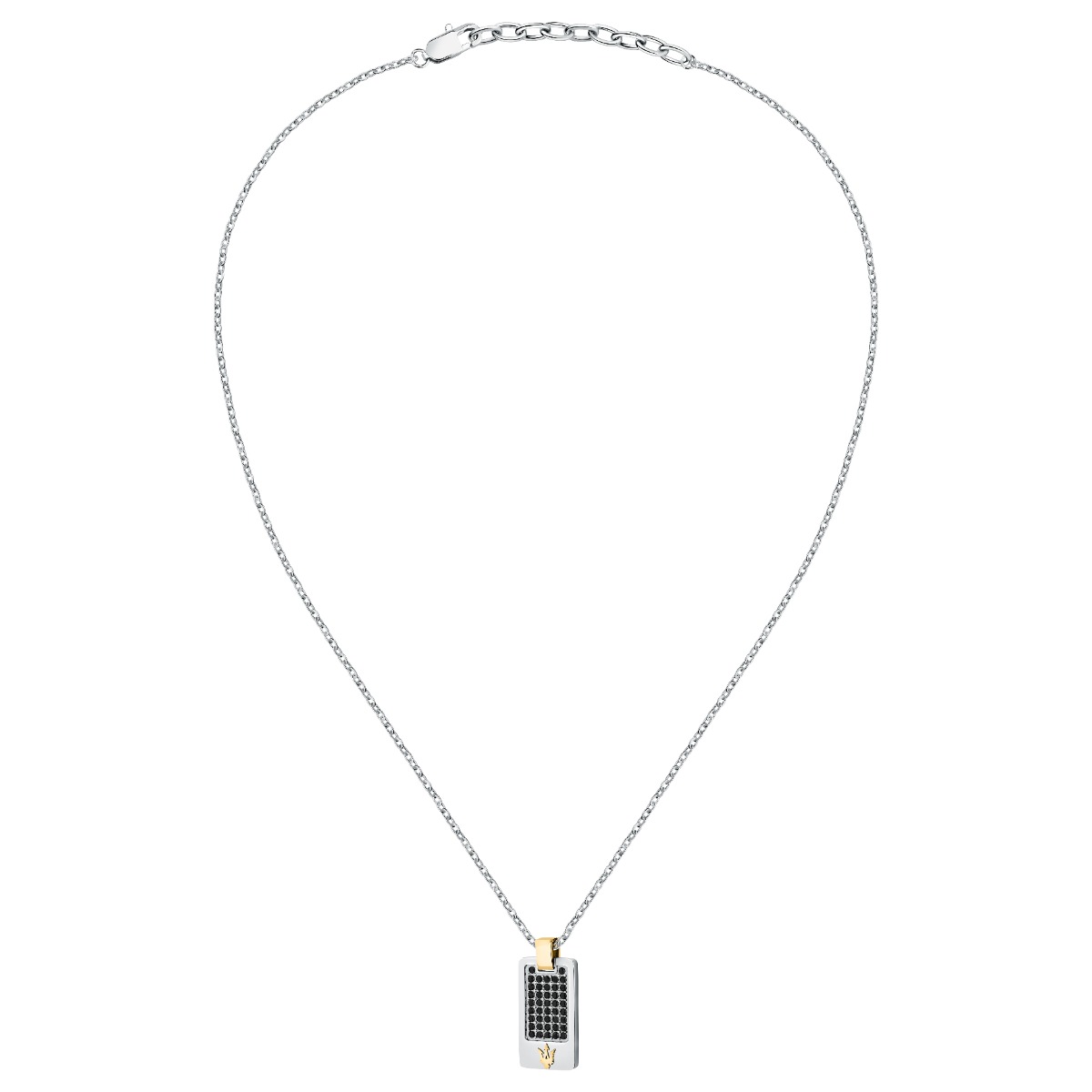 Maserati ICONIC PEND necklace steel black , Gold size 45+5CM
