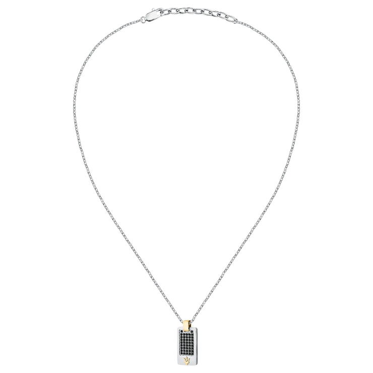 Maserati ICONIC PEND necklace steel black , Gold size 45+5CM