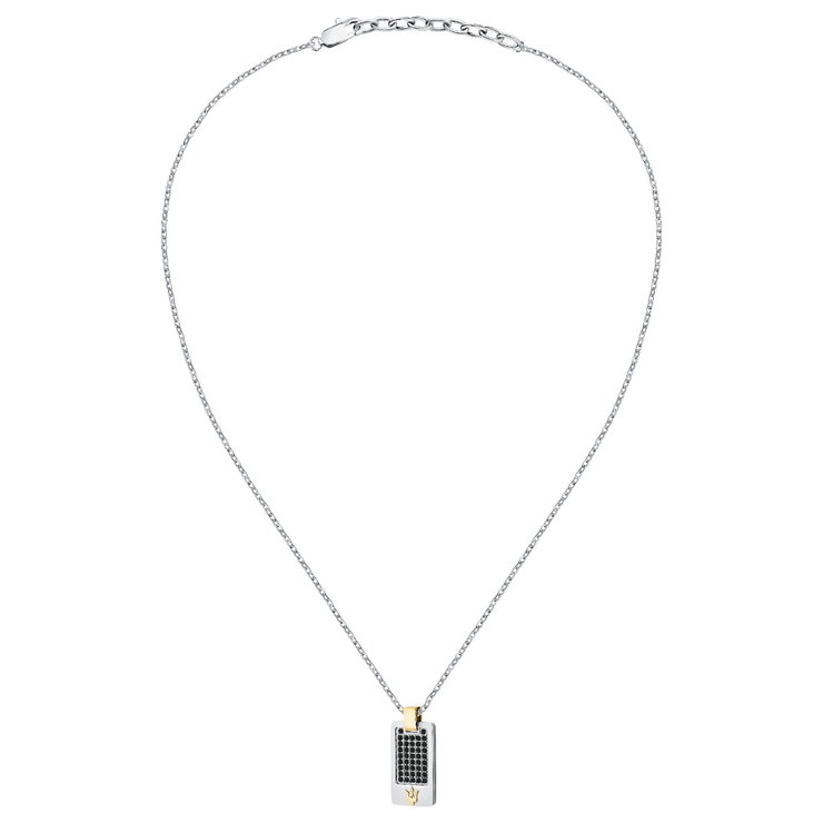 Maserati ICONIC PEND necklace steel black , Gold size 45+5CM