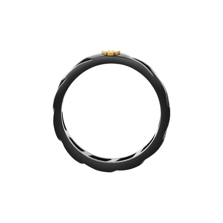 Maserati ICONIC men ring stainless steel black , Gold size 25