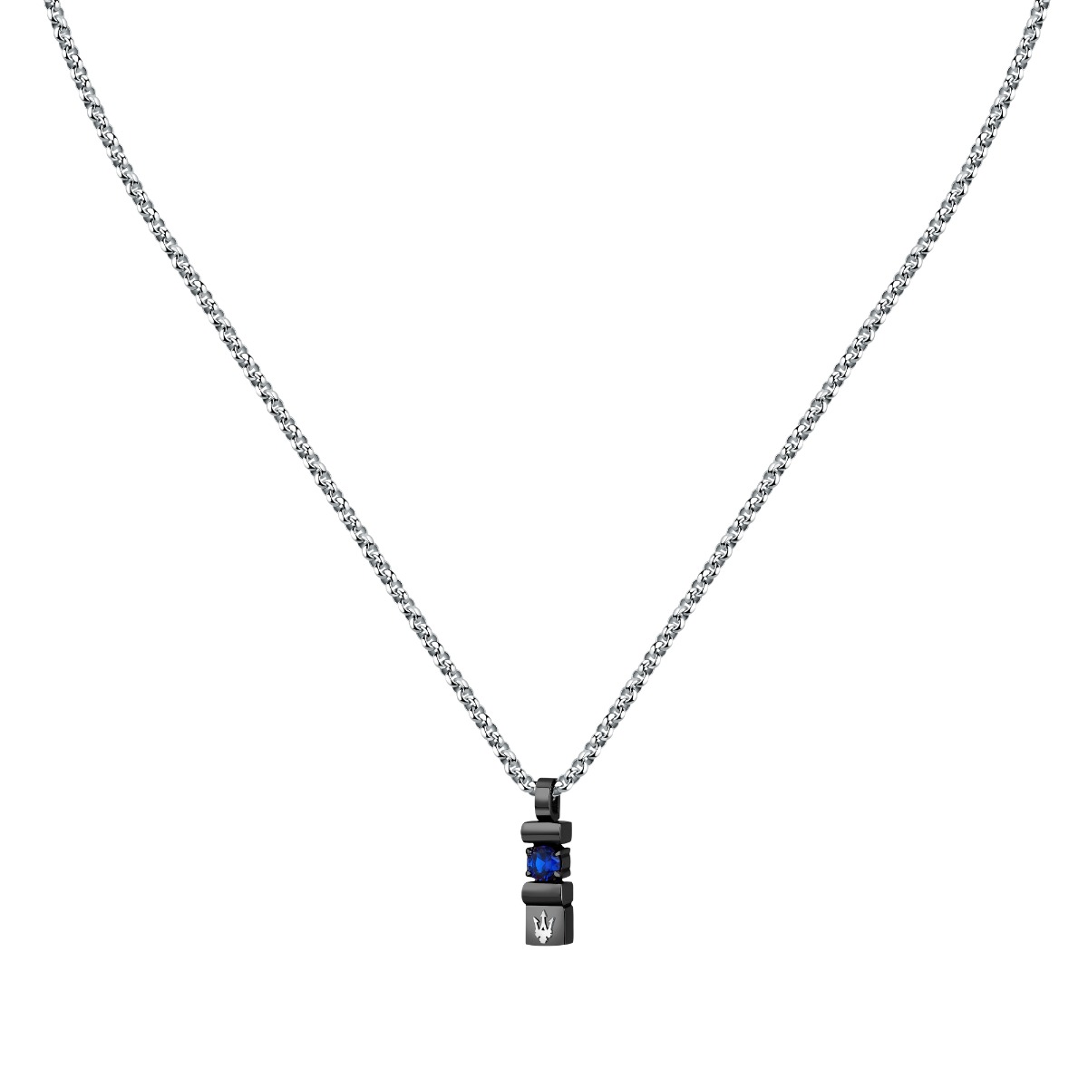 Maserati SAPPHIRE gent necklace steel silver , Blue size 45+5cm
