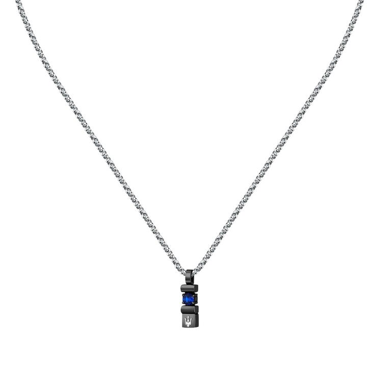 Maserati SAPPHIRE gent necklace steel silver , Blue size 45+5cm