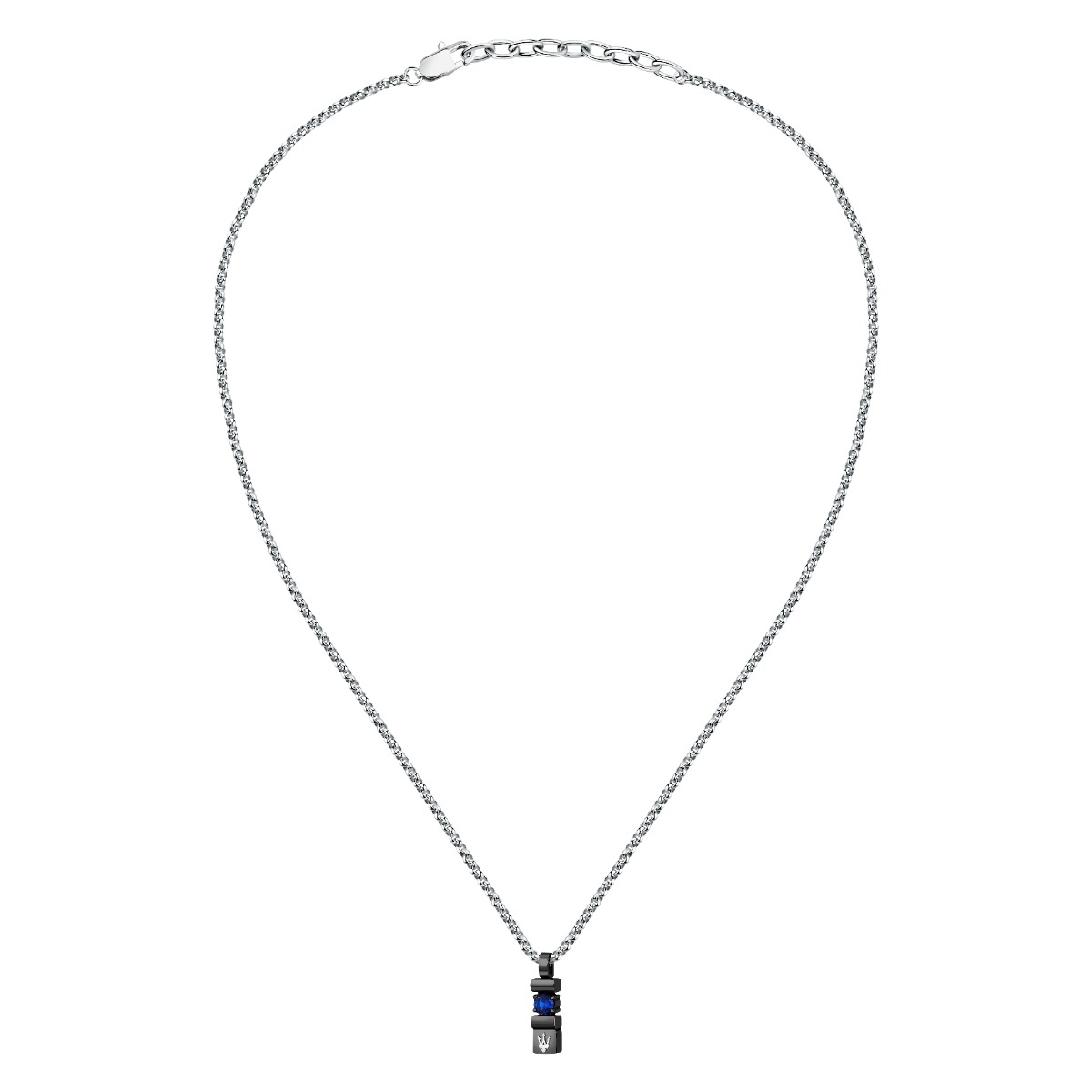 Maserati SAPPHIRE gent necklace steel silver , Blue size 45+5cm
