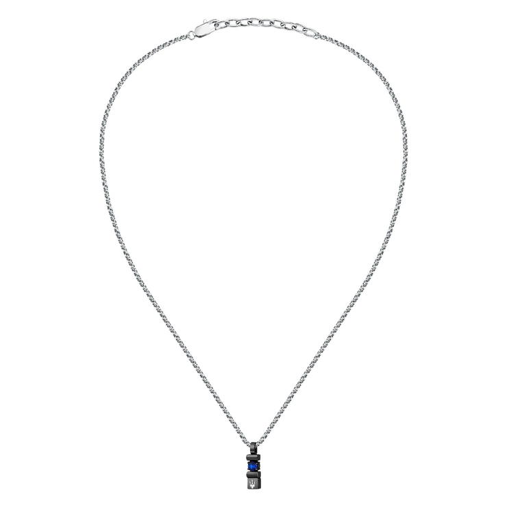 Maserati SAPPHIRE gent necklace steel silver , Blue size 45+5cm