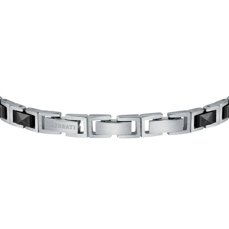 Maserati Bracelet For Men Stainless Steel , Silver / Black