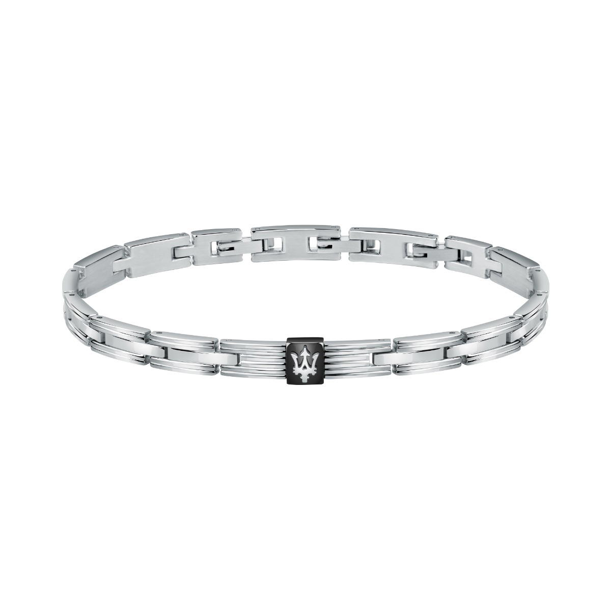 Maserati Men's Bracelet –Steel Black Accent & Trident Logo