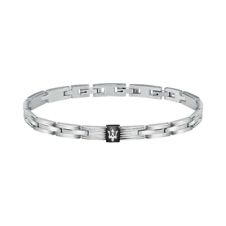 Maserati Men's Bracelet –Steel Black Accent & Trident Logo