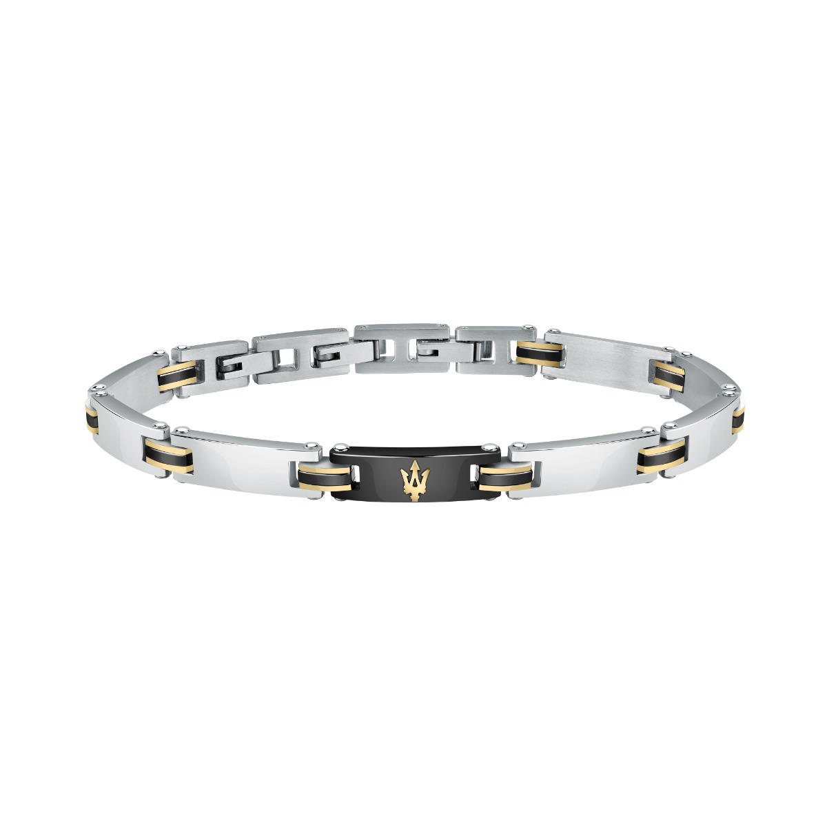 Maserati Stainless Steel Men's Bracelet - Bicolor Design