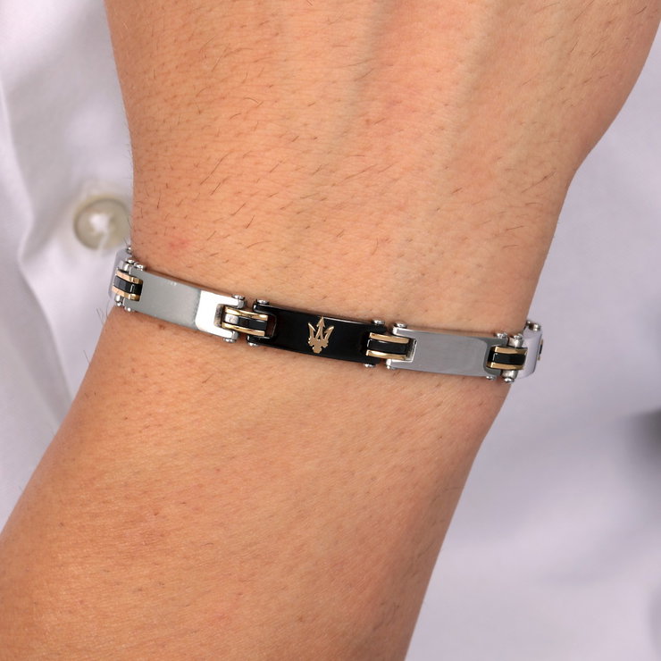 Maserati Stainless Steel Men's Bracelet - Bicolor Design