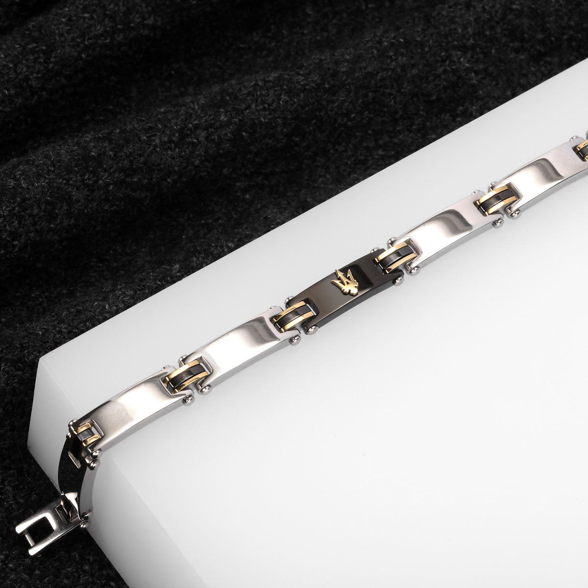 Maserati Stainless Steel Men's Bracelet - Bicolor Design