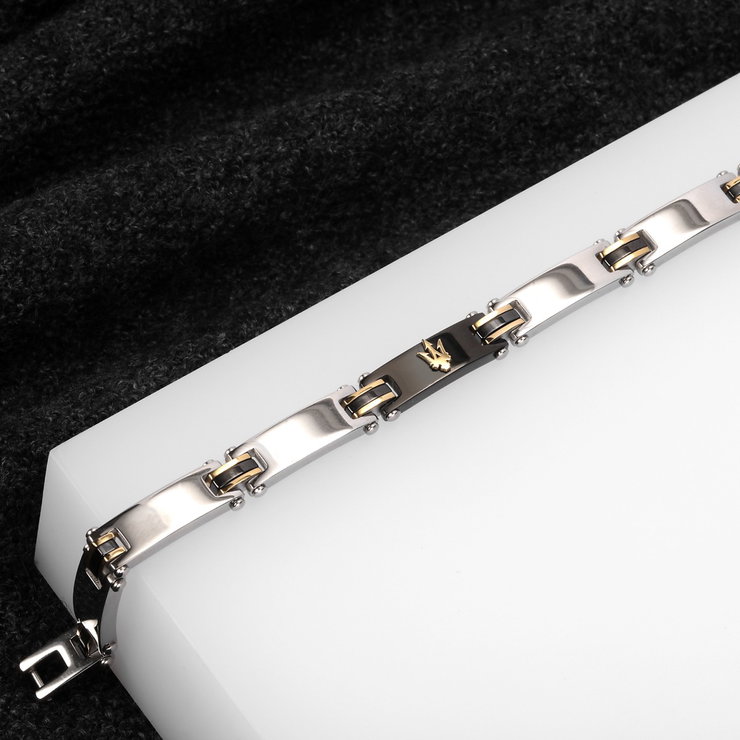 Maserati Stainless Steel Men's Bracelet - Bicolor Design