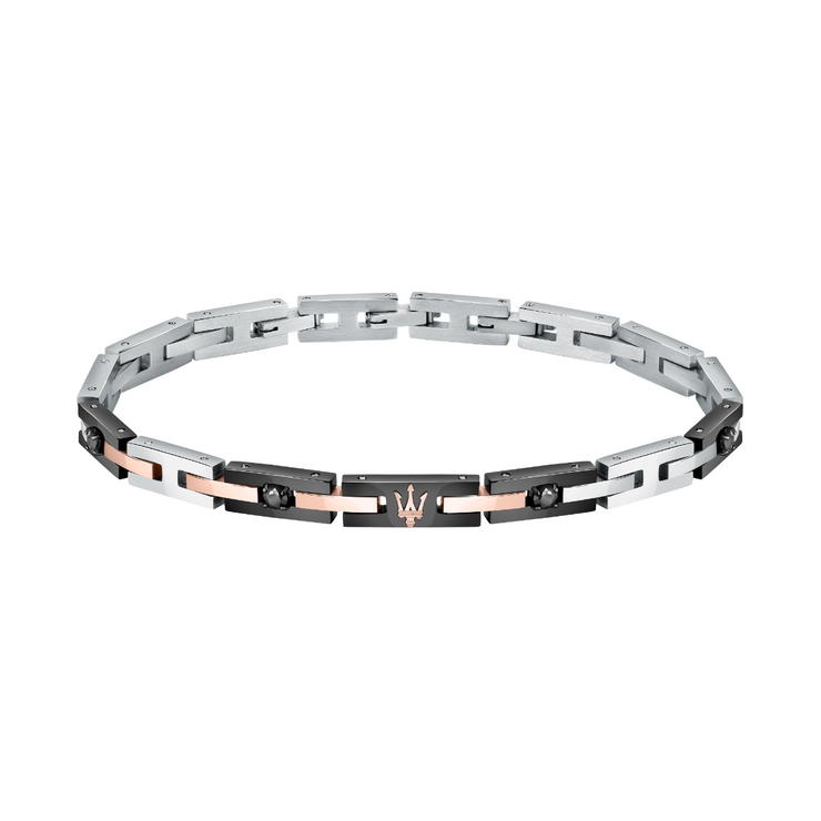 Maserati Bracelet For Men Steel Silver , Black / Rose Gold