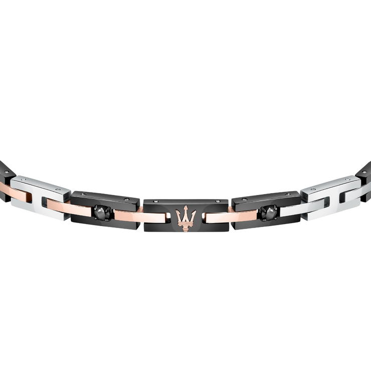 Maserati Bracelet For Men Steel Silver , Black / Rose Gold