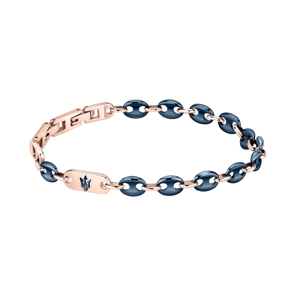 Maserati Bracelet For Men Rose Gold , Stainless Steel Blue
