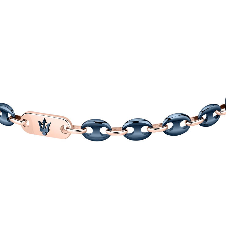 Maserati Bracelet For Men Rose Gold , Stainless Steel Blue