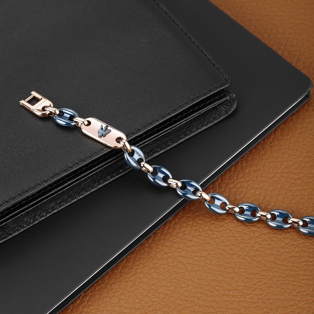 Maserati Bracelet For Men Rose Gold , Stainless Steel Blue