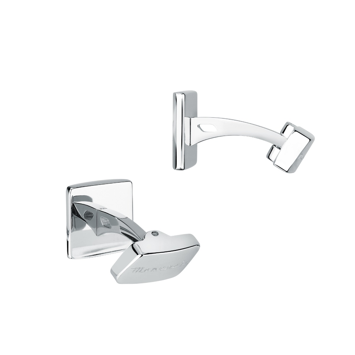 Maserati Cufflink For Men Black , Stainless Steel Silver 
