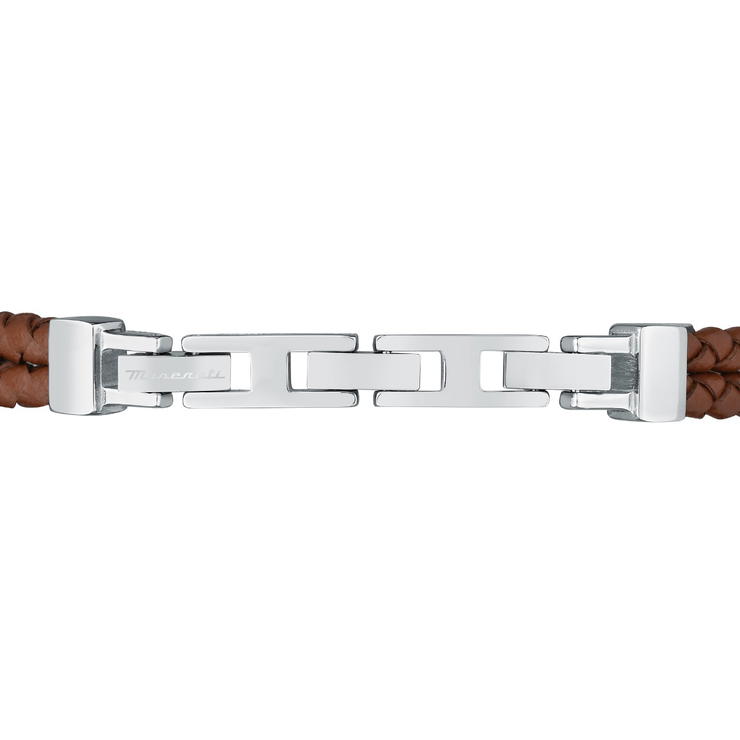 Maserati Bracelet For Men Leather, Brown / Silver