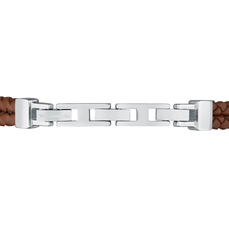 Maserati Bracelet For Men Leather, Brown / Silver