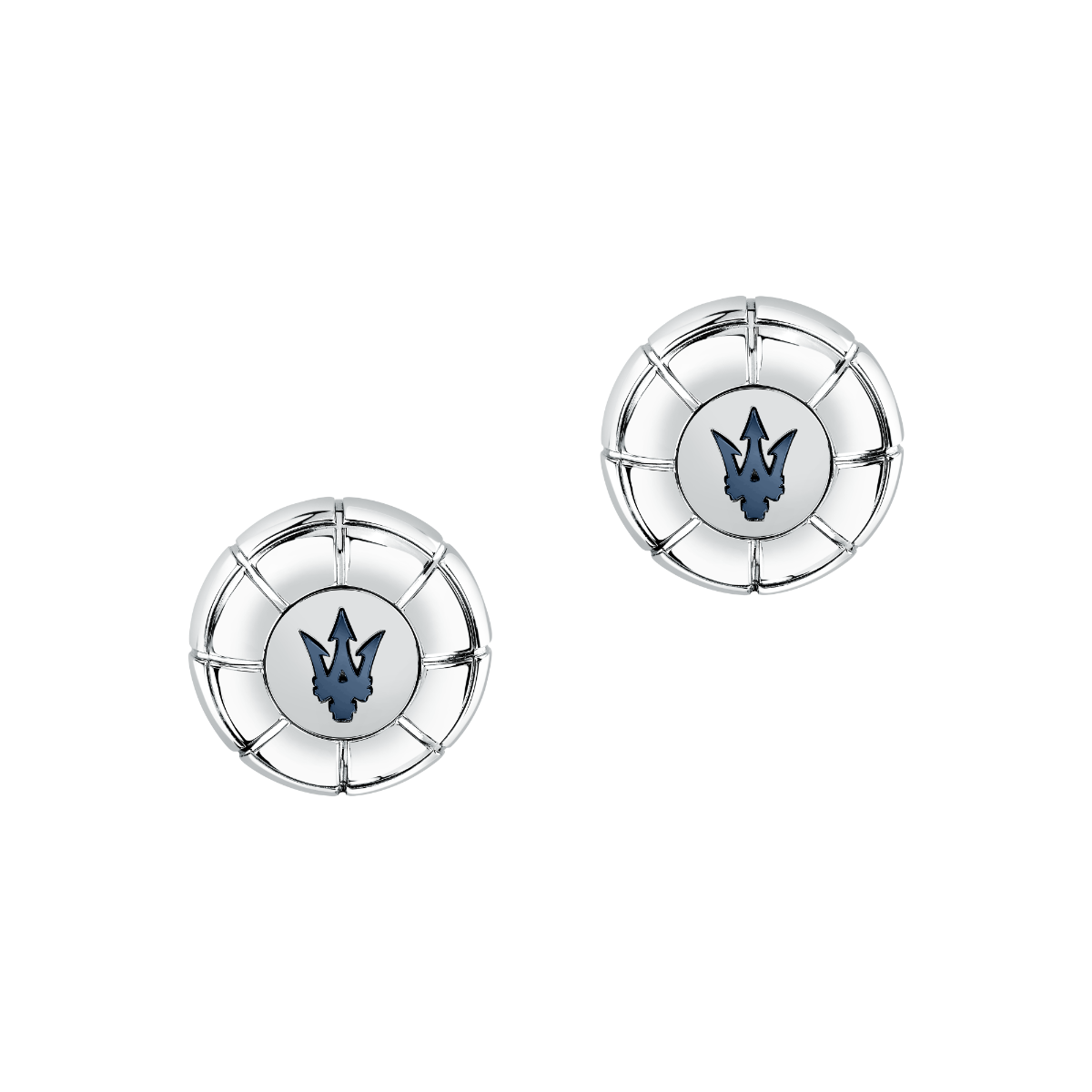 Maserati cufflink for men steel silver with blue logo