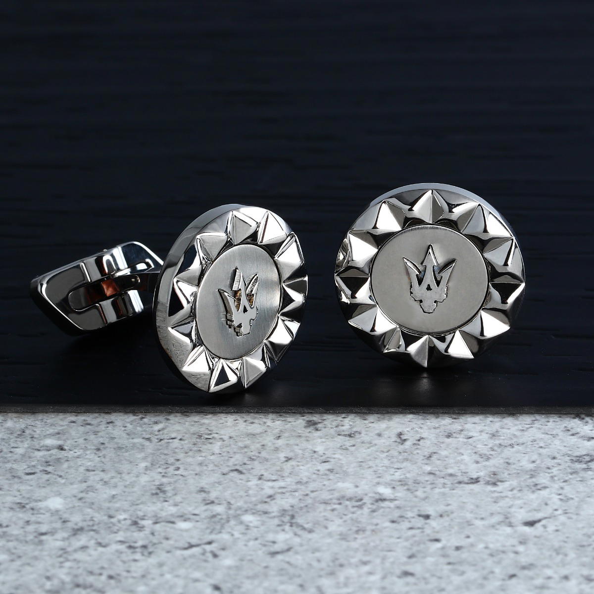 Maserati PYRAMID cufflink for men stainless steel silver
