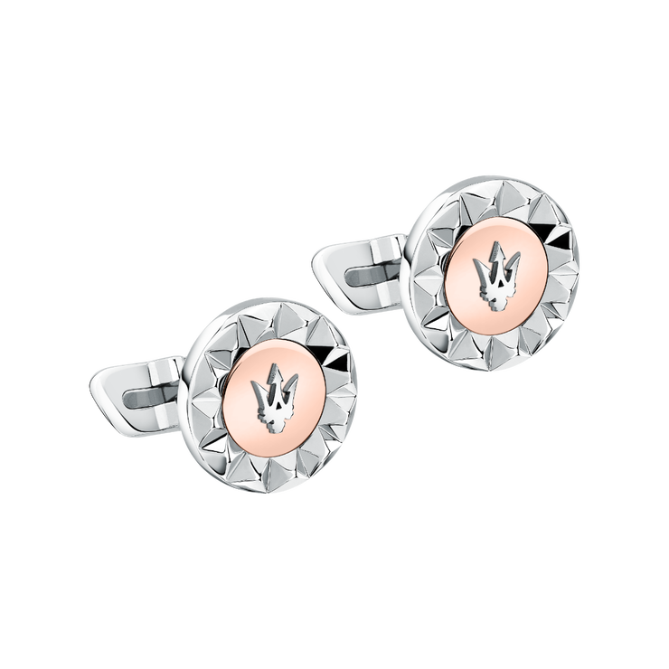 Maserati PYRAMID cufflink for men steel silver , Rose gold