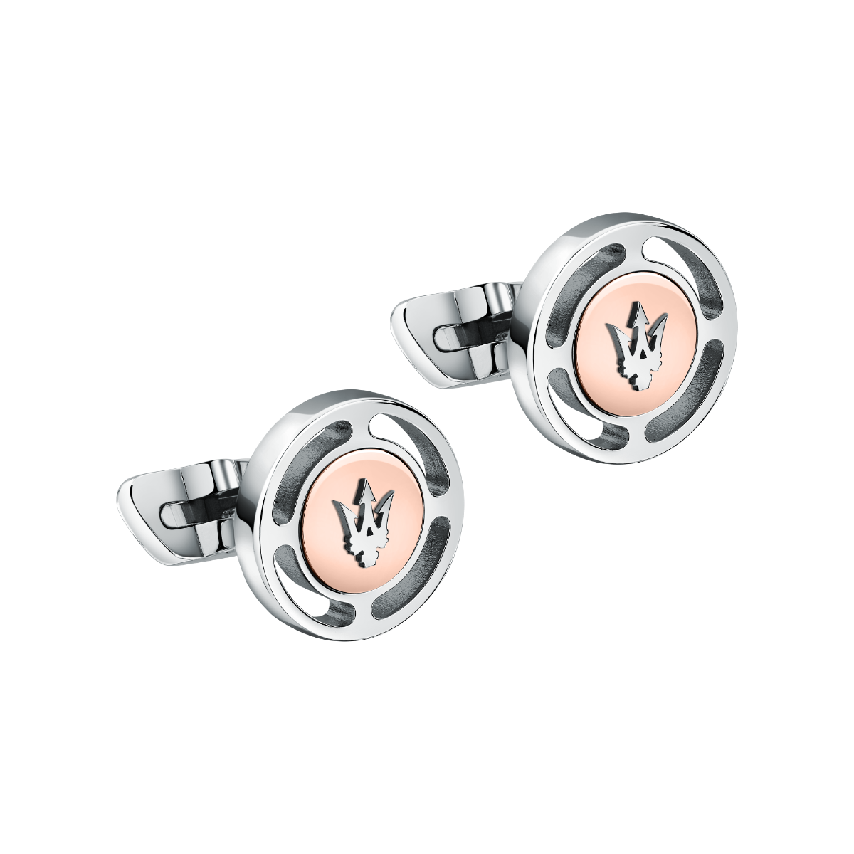 Maserati TRIDENT cufflink steel silver , Rose gold -JM4239IL14 
