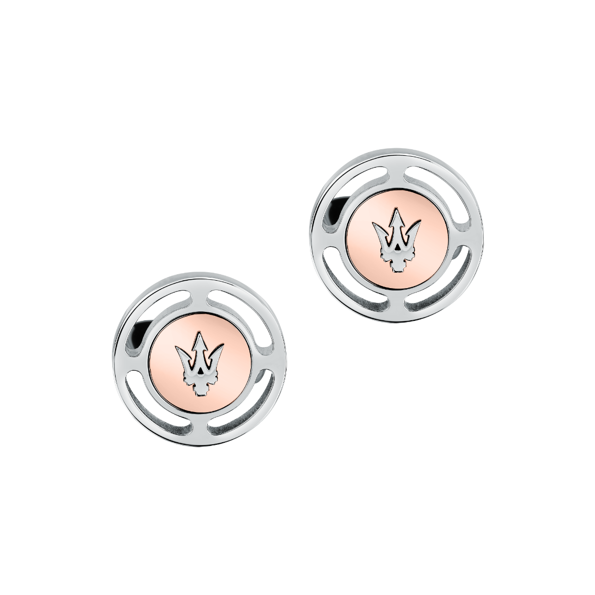 Maserati TRIDENT cufflink steel silver , Rose gold -JM4239IL14 