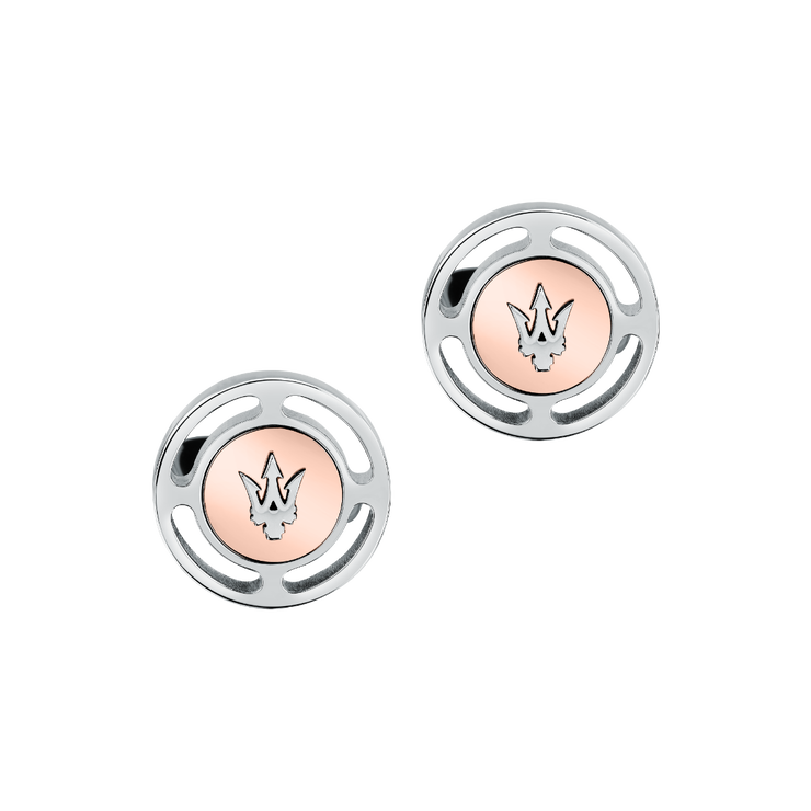 Maserati TRIDENT cufflink steel silver , Rose gold -JM4239IL14