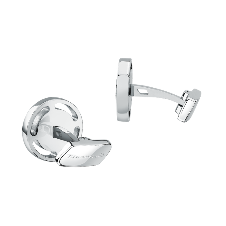 Maserati TRIDENT cufflink steel silver , Rose gold -JM4239IL14