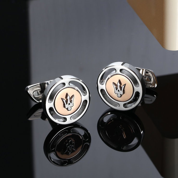 Maserati TRIDENT cufflink steel silver , Rose gold -JM4239IL14