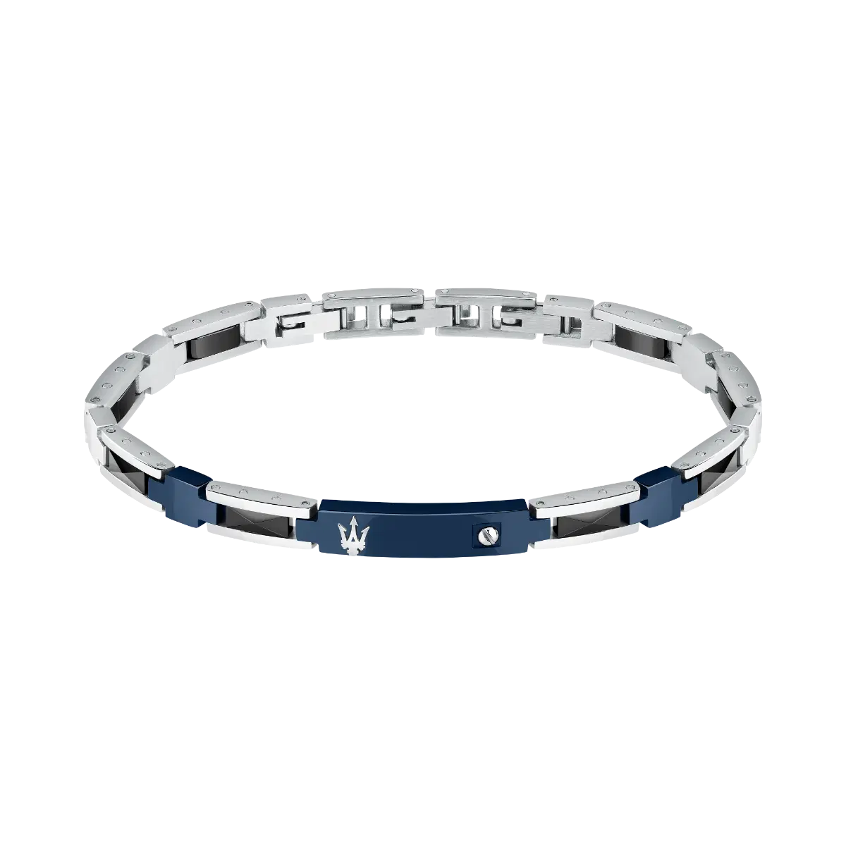 Maserati bracelet for men silver with blue ceramic