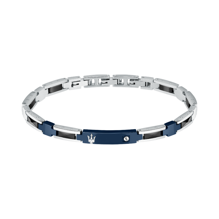 Maserati bracelet for men silver with blue ceramic
