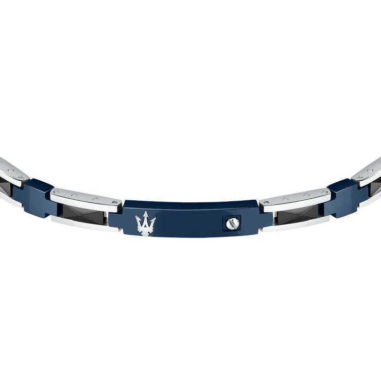 Maserati bracelet for men silver with blue ceramic
