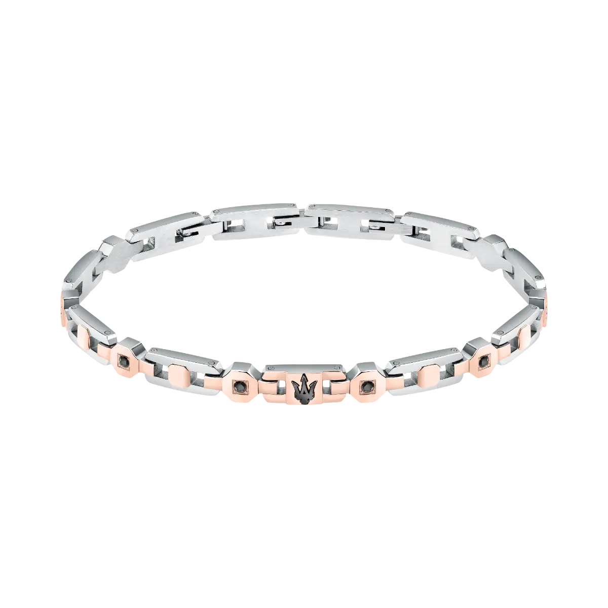 Maserati logo bracelet for gent steel silver with rose gold