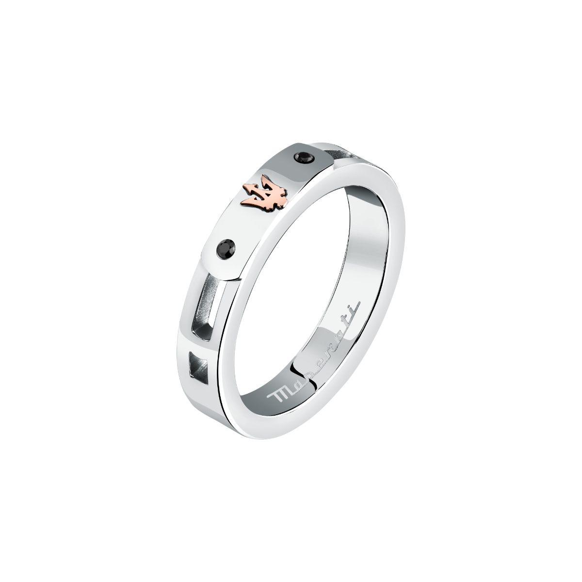 Maserati logo print ring for men silver , Rose gold size 23
