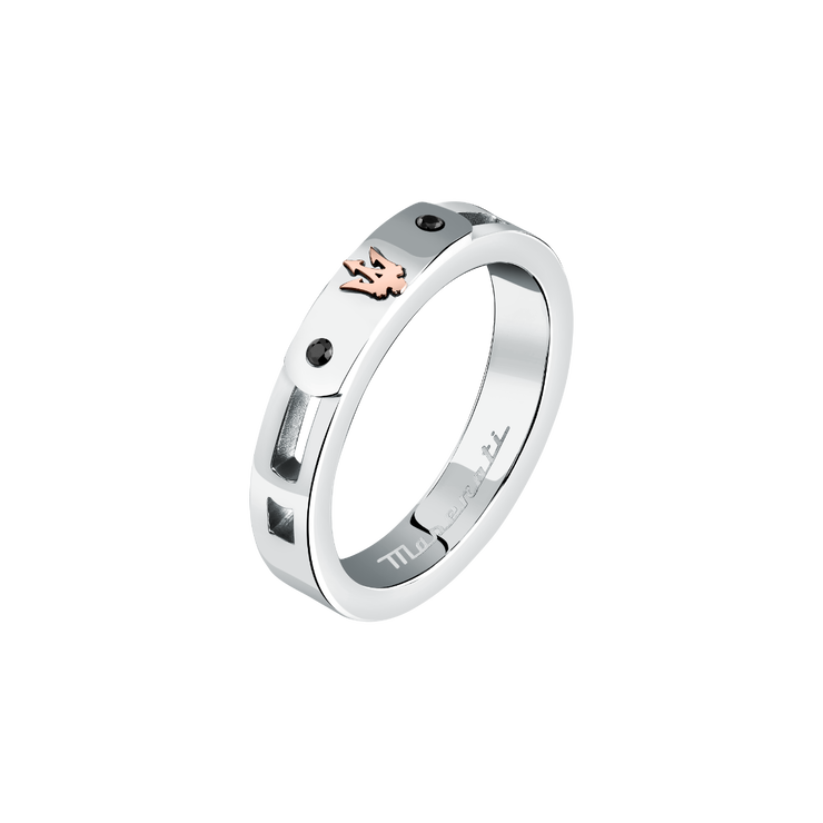 Maserati logo print ring for men silver , Rose gold size 23