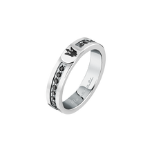 خاتم بشعار مازيراتى للرجال استيل لون فضى واسود مقاس 23